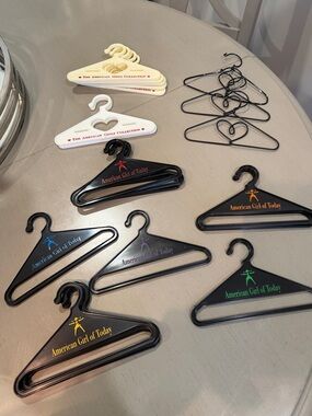 American Girl Plastic Doll Hangers in Cream and White with Red Logo